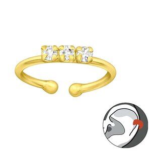 14K Gold Vermeil CZ Trio Ear Cuff – No Piercing Sparkle